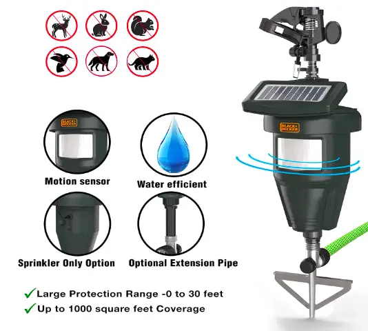 Black and Decker Solar-Powered motion-activated bird-repellent sprinkler